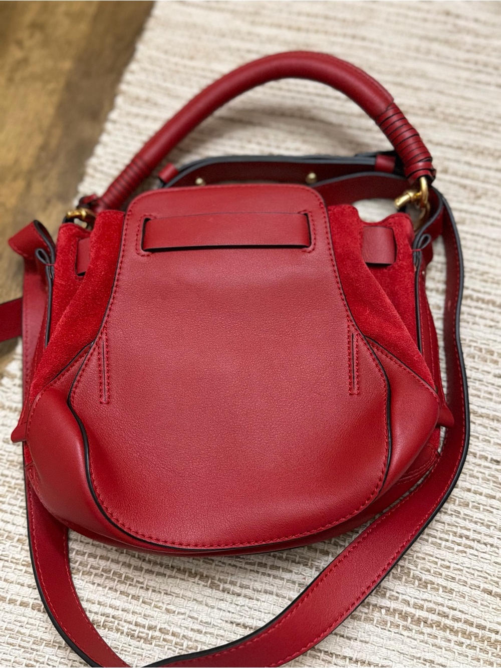 Chloe Red Leather Shoulder Bag with Gold Hardware - Picture 2 of 11